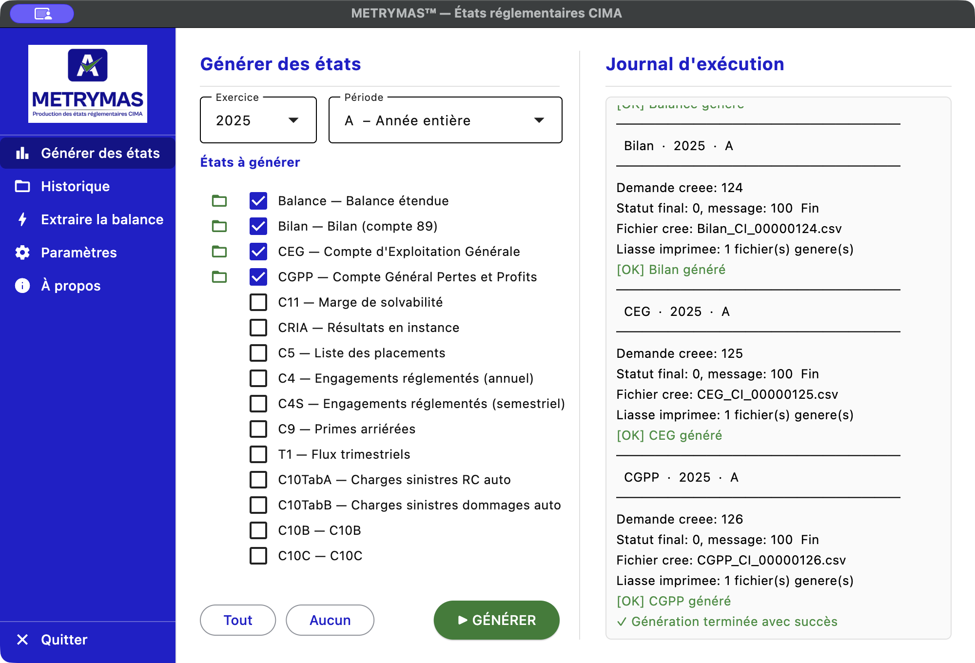 Génération des états