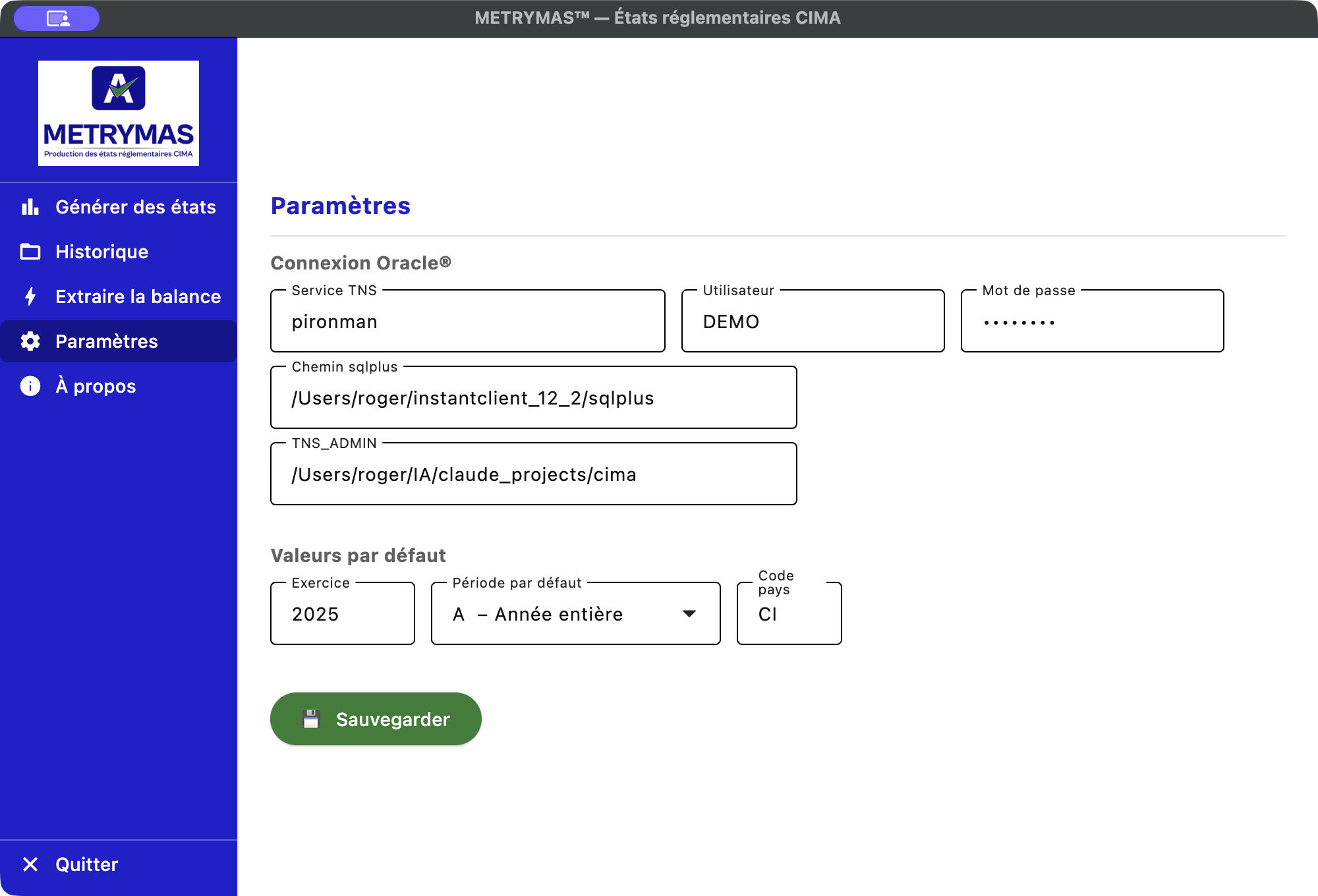 Paramétrage